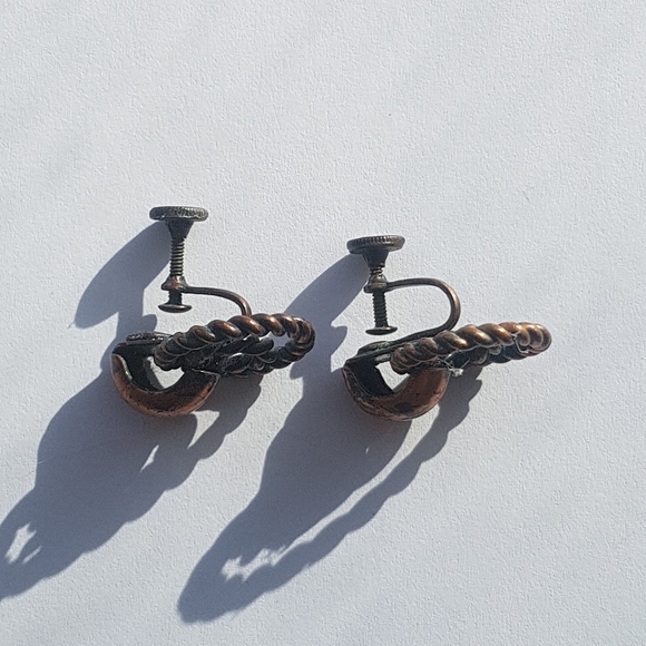 Vintage/Antique Screw-on Copper Earrings - Picture 6 of 10